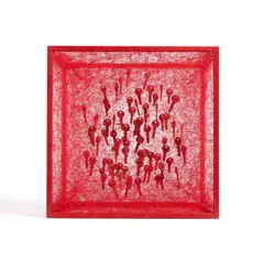 Chiharu Shiota, State of Being (Keys), 2015, metal frame, old keys and red thread