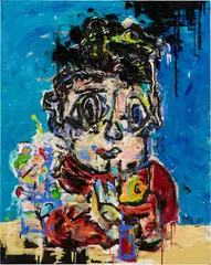 Fika Leon, Little Budha, 2021, mixed media on canvas