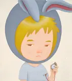 Yang Hyun Jun, Adult Child – Rabbit Hat, 2021, acrylic on Korean paper