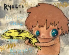 Laksamana Ryo, BANANAGUN, 2022, spray paint on canvas