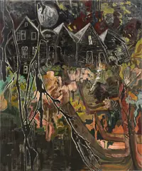 Hernan Bas, Who Told Them We Were Coming?, 2013, oil on canvas