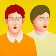 Nicolas Party, Two Portraits, 2016, pastel on linen