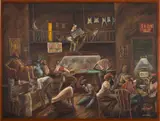 Ernie Barnes, Life After Sundown, 1979, acrylic on canvas