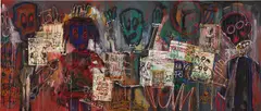 Aboudia, Take Me II, acrylic and mixed media on canvas, diptych