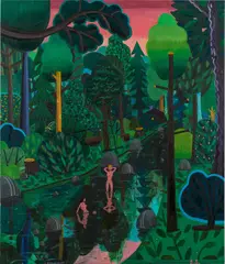 Ben Sledsens, Two Bathers, 2016, oil, acrylic and oil crayon on canvas