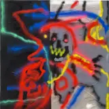 Robert Nava, Boiler Room, 2018, spray paint, marker and acrylic on canvas
