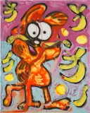 Katherine Bernhardt, Garfield After the Hurricane, 2017, acrylic and spray paint on canvas