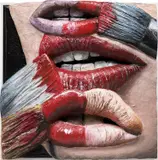 Gina Beavers, Lips with Painter’s Lips, 2019, acrylic and foam on canvas mounted to panel, in artist's frame