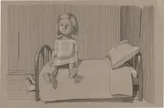 Untitled by Anna Weyant, 2019, pen and Conté crayon on paper, sold Jun 2022