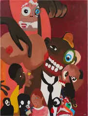 Milo Matthieu, Sly II, 2019, mixed media and acrylic on wood panel