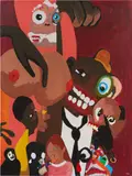Milo Matthieu, Sly II, 2019, mixed media and acrylic on wood panel