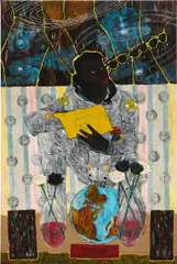 Godwin Champs Namuyimba, Focal Point, 2019, mixed media on canvas