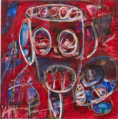 Untitled by Aboudia, 2018, acrylic and oil stick on canvas, sold Jun 2022