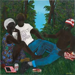 Can We Just Chill (After Manet) by John Madu, 2020, acrylic on canvas, sold Jun 2022