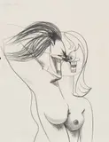 George Condo, Female Nude Composition, 2007, pencil on paper