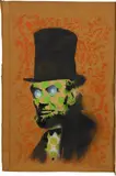 Banksy, Abe Lincoln, 2008, spray paint on cardboard