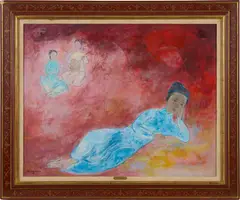 Le Poete (The Poet) by Vũ Cao Đàm, 1978, oil on canvas, sold Jun 2022
