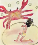 Aya Takano, Fight with Kani, 1999, acrylic on canvas