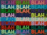 Mel Bochner, Blah, Blah, Blah, 2019, monoprint in oil with collage, engraving and embossment on handmade paper
