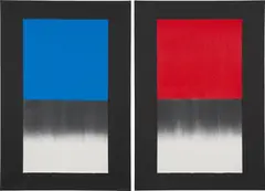 Kim Sou Sou, 2 Works: (i) Fire 1; (ii) Fire 2, 2018, oil, graphite and carbon on canvas
