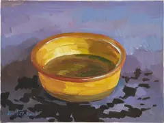 Footbath Water by Liu Weijian, acrylic on canvas, sold Jun 2022