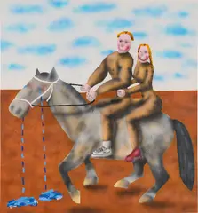 Safari for Two Please by Evgen Čopi Gorišek, 2020, acrylic and oil stick on canvas, sold Jun 2022