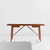 Desk by Orla Mølgaard-Nielsen and Peter Hvidt, circa 1955, Teak, brass, sold Jun 2022
