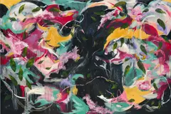 Michaela Yearwood-Dan, What's the Use in Yearning, 2021, acrylic, oil and Swarovski crystals on canvas, diptych
