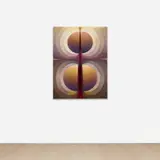 Loie Hollowell, Split Orbs in gray-brown, yellow, purple and carmine