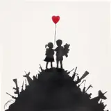 Banksy, Kids on Guns, 2003, spray paint on canvas