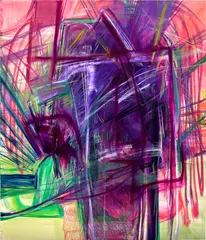 Kristy M Chan, Chandelier and Dim Sum Buffet, 2021, oil and oil bar on canvas