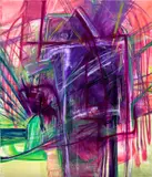 Kristy M Chan, Chandelier and Dim Sum Buffet, 2021, oil and oil bar on canvas