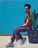 Marcellina Akpojotor, Set to Flourish I, 2021, fabric and acrylic on canvas