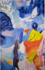 MERITO PIGMEO by Donna Huanca, 2019, oil and sand on digital print on canvas, sold Nov 2022