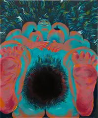 Ana Benaroya, Origins Of The World, 2019, spray paint, acrylic and oil on canvas