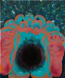Ana Benaroya, Origins Of The World, 2019, spray paint, acrylic and oil on canvas