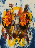 Korakrit Arunanondchai, Untitled (History Painting), 2013, acrylic, denim and inkjet print on canvas