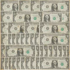 Dollar Bills by Andy Warhol, 1986, dollar bill collage on primed canvas, sold Nov 2022
