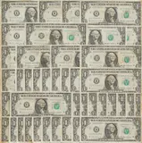 Andy Warhol, Dollar Bills, 1986, dollar bill collage on primed canvas