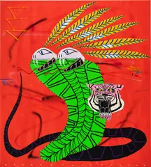 Untitled by Jordy Kerwick, 2022, oil, acrylic and spray paint on canvas, sold Nov 2022