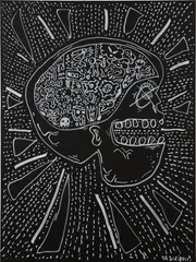 Dr Scribble, Toxic Cranium, 2018, acrylic on canvas