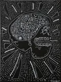 Dr Scribble, Toxic Cranium, 2018, acrylic on canvas