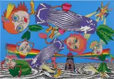 Keiichi Tanaami, Loves in Heaven, 2014, pigmented ink, acrylic silkscreen medium, crushed glass, glitter acrylic paint and acrylic on canvas