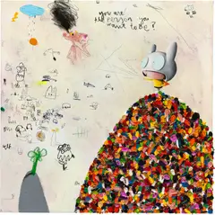 Dreamer by Edgar Plans, 2020, mixed media on canvas, sold Nov 2022