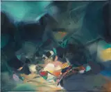 Les ténèbres de l’été by Chu Teh-chun, 1995, oil on canvas, offered Nov 2022