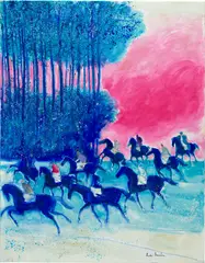 André Brasilier, Grands cavaliers du soir, 2014, oil on canvas