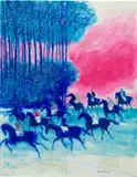 André Brasilier, Grands cavaliers du soir, 2014, oil on canvas