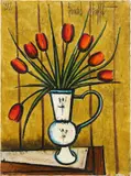 Bernard Buffet, Bouquet de tulipes, 1982, oil on canvas