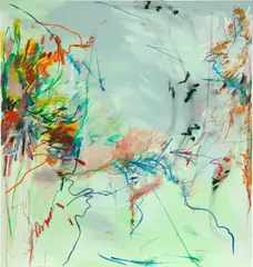 Xiyao Wang, Arabesque on vert menthe, 2021, acrylic, oil and oil stick on canvas