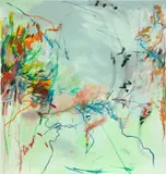 Xiyao Wang, Arabesque on vert menthe, 2021, acrylic, oil and oil stick on canvas